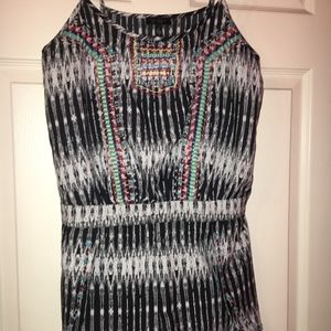 Black and white tribal print romper w/ detailing